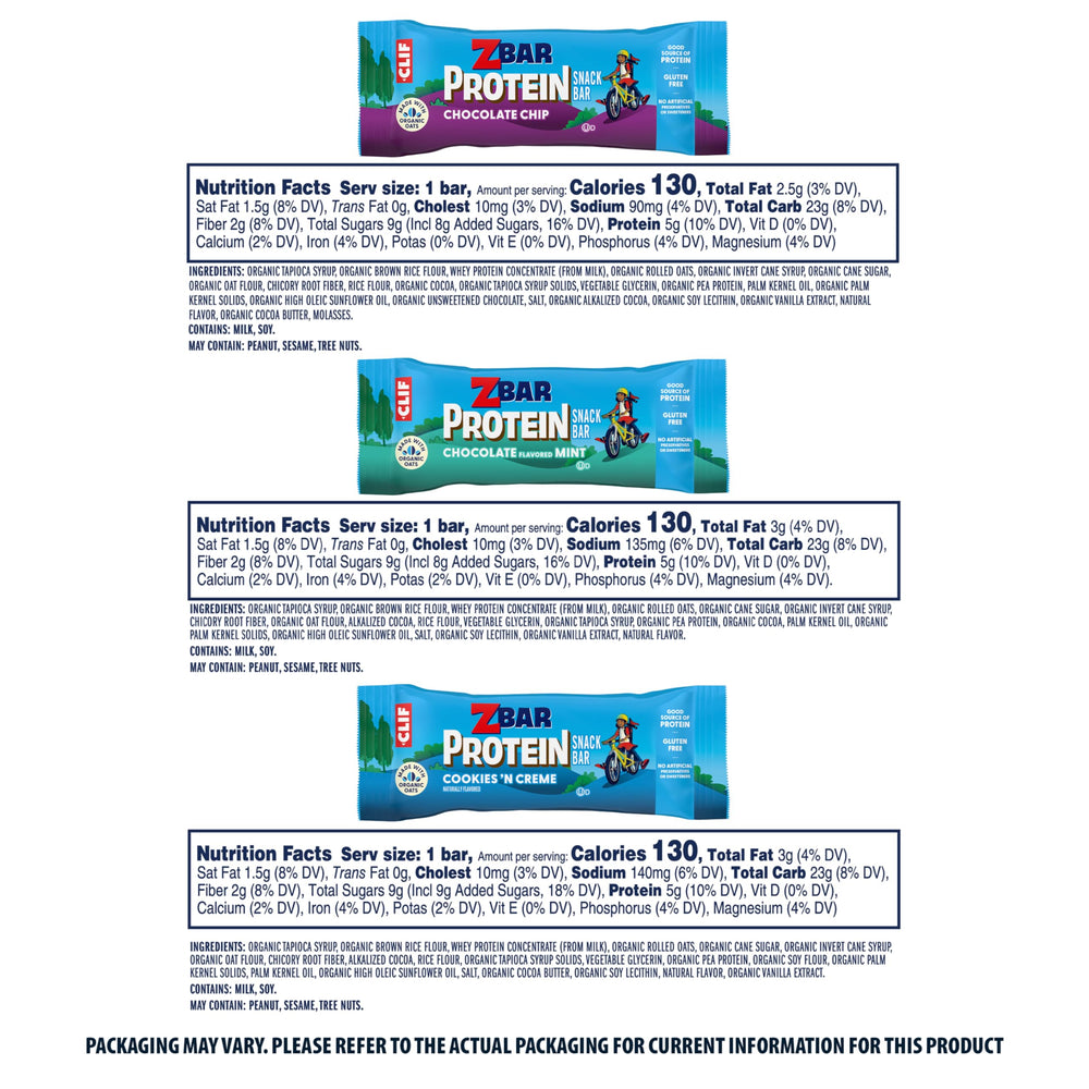 Family-friendly ZBar Protein three-flavor display