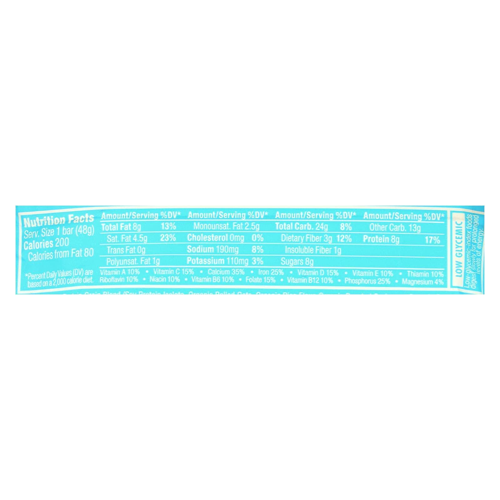 Close-up of Clif Luna Bar coconut center with chocolate coating, tropical flavor.