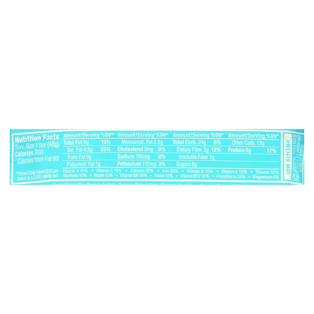 Close-up of Clif Luna Bar coconut center with chocolate coating, tropical flavor.
