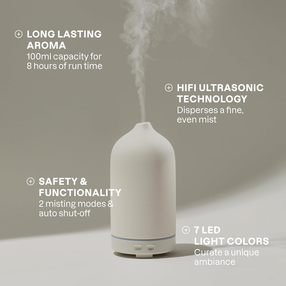 Cliganic Ceramic Diffuser white close-up ceramic texture adds tactile elegance