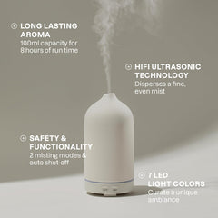 Cliganic Ceramic Diffuser white close-up ceramic texture adds tactile elegance