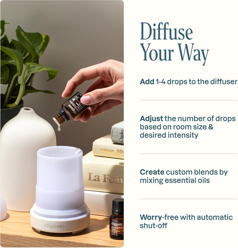 Cliganic diffuser operates quietly, preserving focus during meetings or study