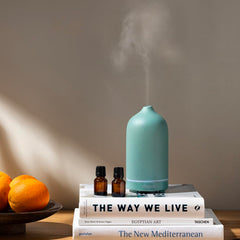 Cliganic diffuser with 7 light colors creates mood-enhancing ambience.