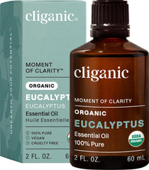 Cliganic Eucalyptus : bouteille d'huile pure prête pour diffusion d'aromathérapie.