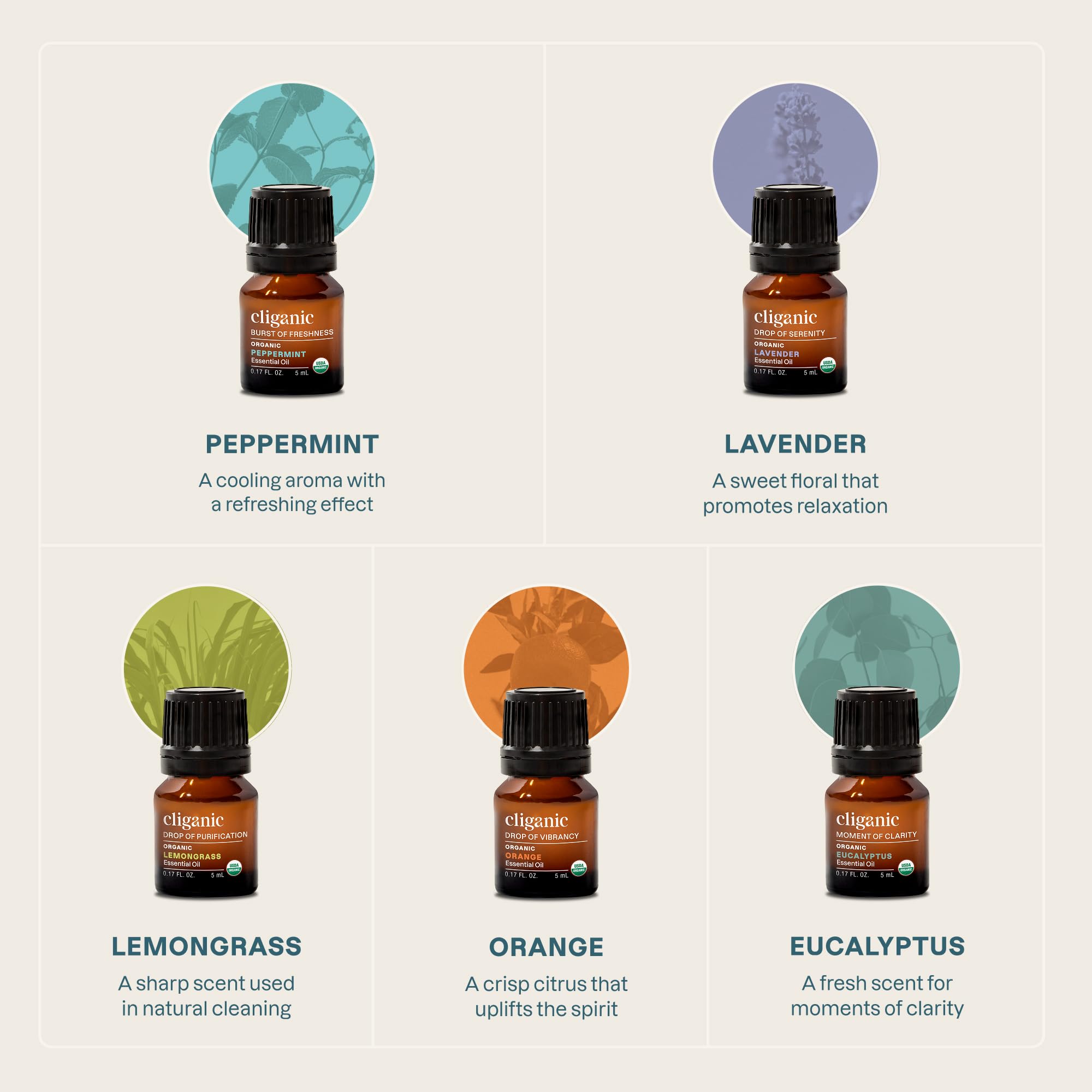 Cliganic lavender essential oil bottle for calming floral diffusion and crafts