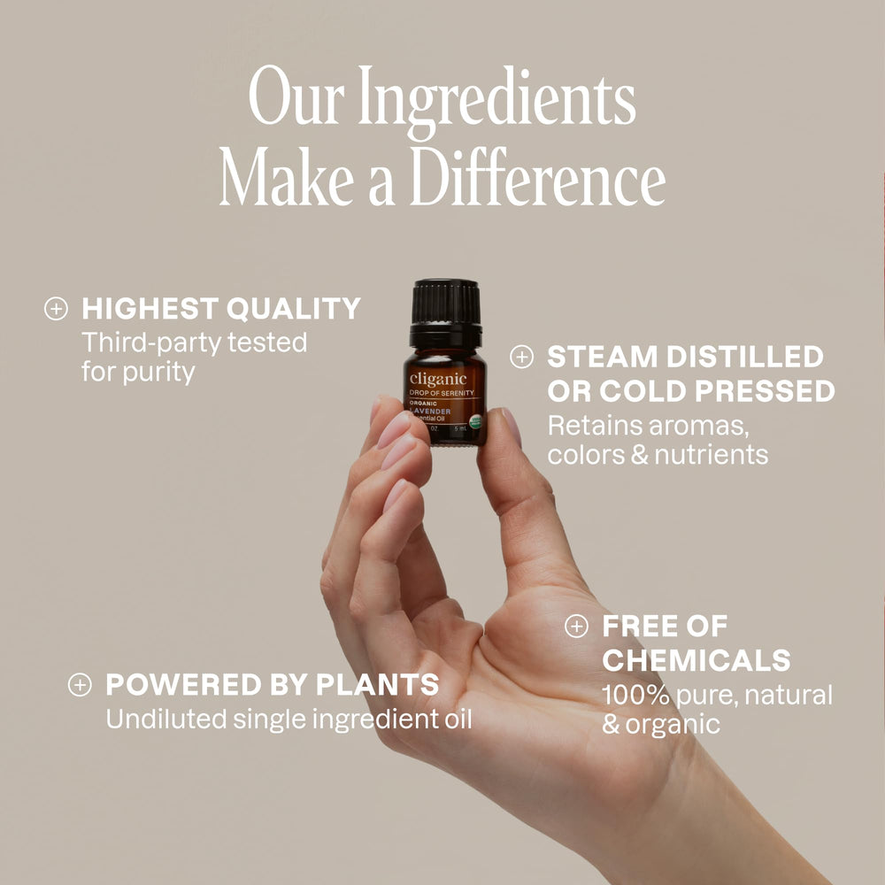 Cliganic lemongrass oil bottle delivering bright citrusy fragrance.