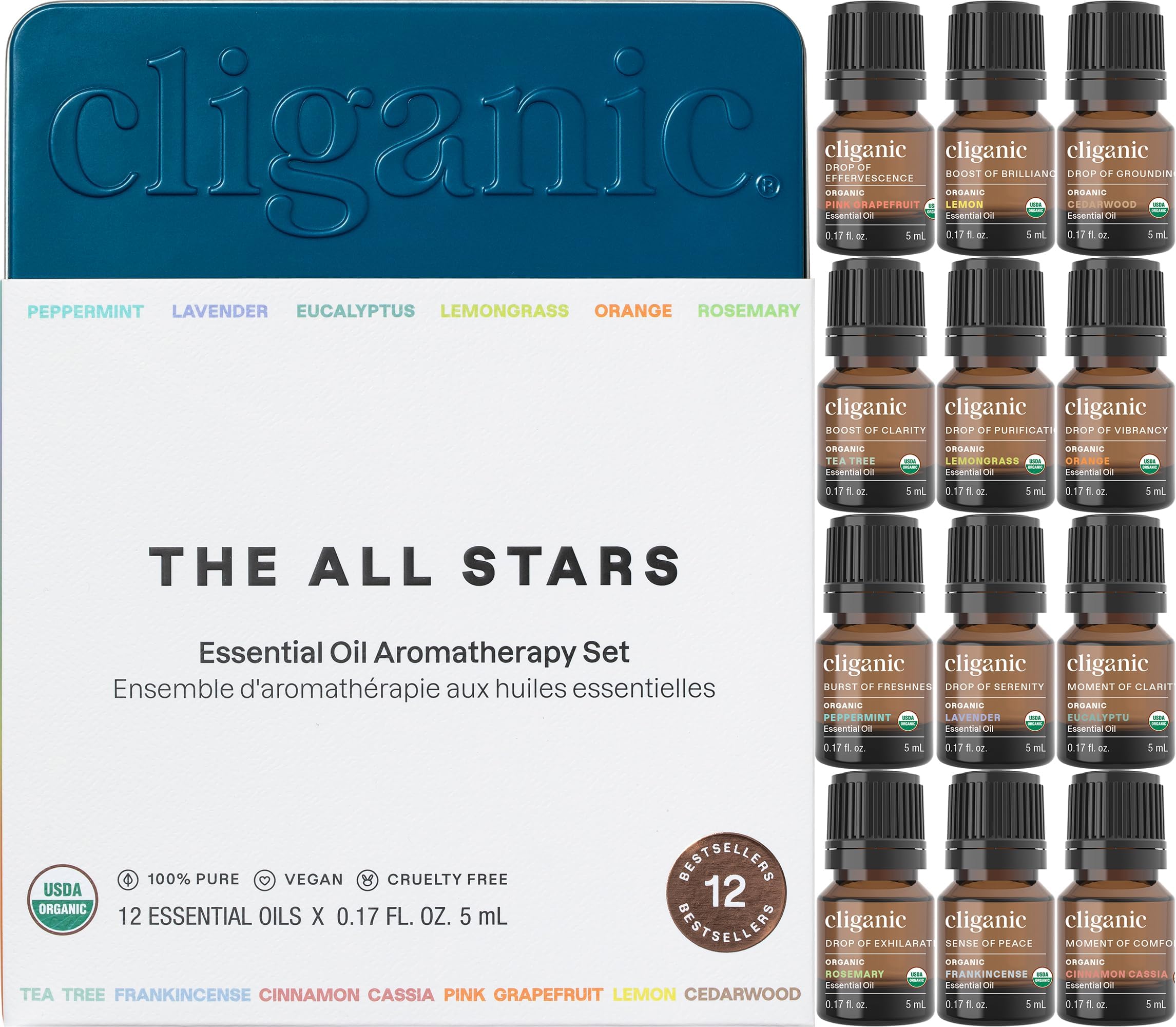Cliganic peppermint oil bottle for refreshing diffuser aroma in any room
