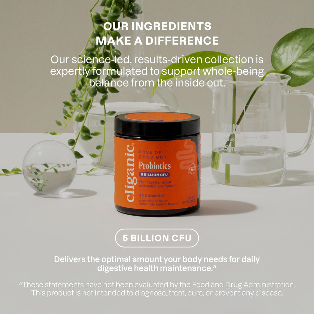 Eco-friendly packaging of Cliganic Probiotics Gummies with recyclable materials