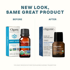 Cliganic Sleep Surrender diffuser scene suggesting woodsy, floral aroma for peaceful nights.