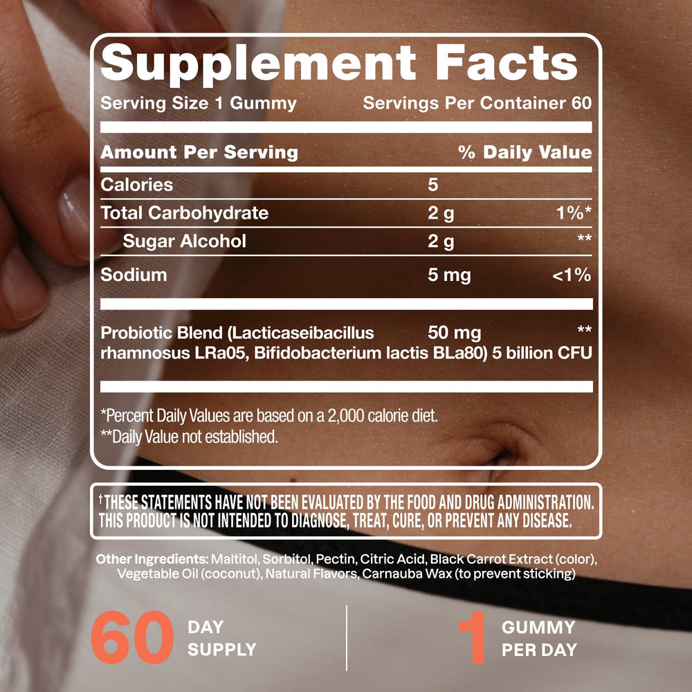 Cliganic sugar-free probiotics gummies 60-day supply seal on bottle.