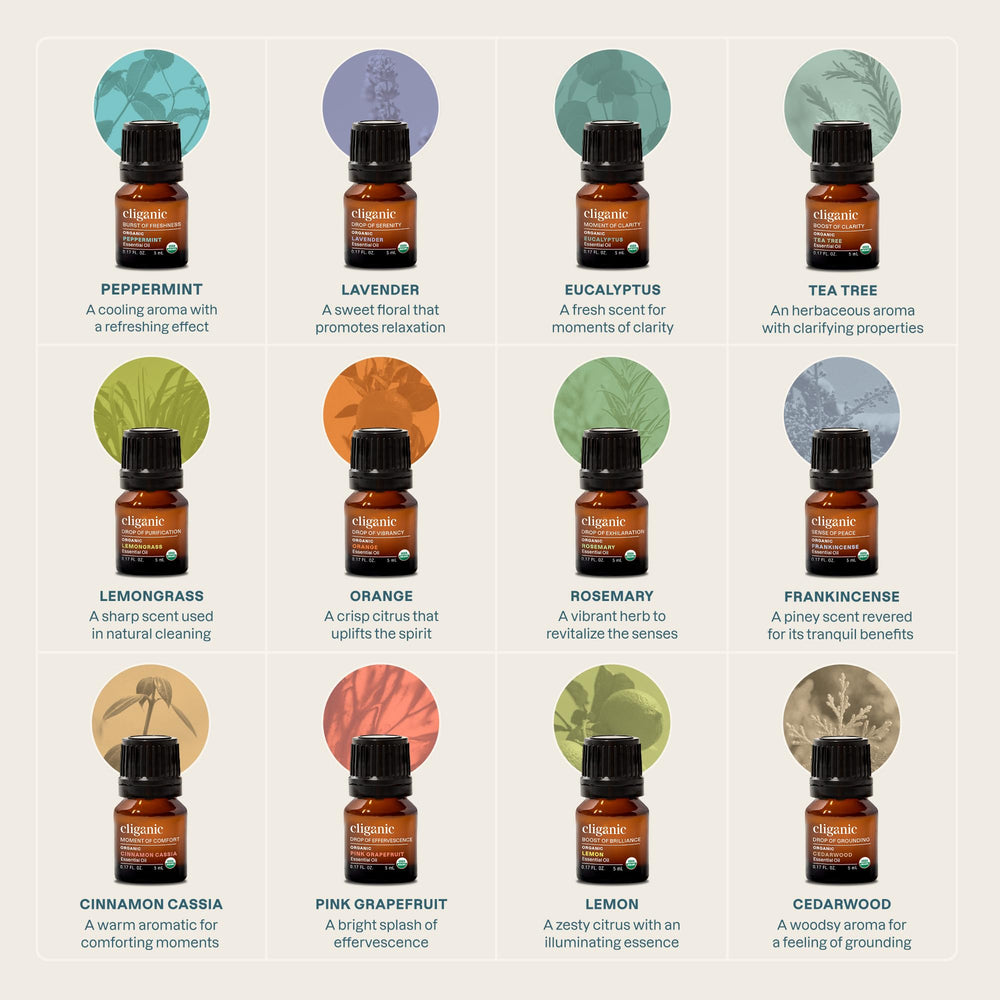 Cliganic tea tree oil bottle provides fresh aroma for DIY cleaners