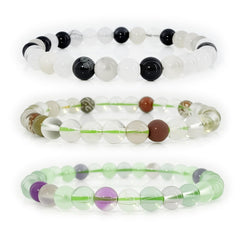 Clilopoal healing crystal bracelet close-up shows natural gemstones for calming energy.