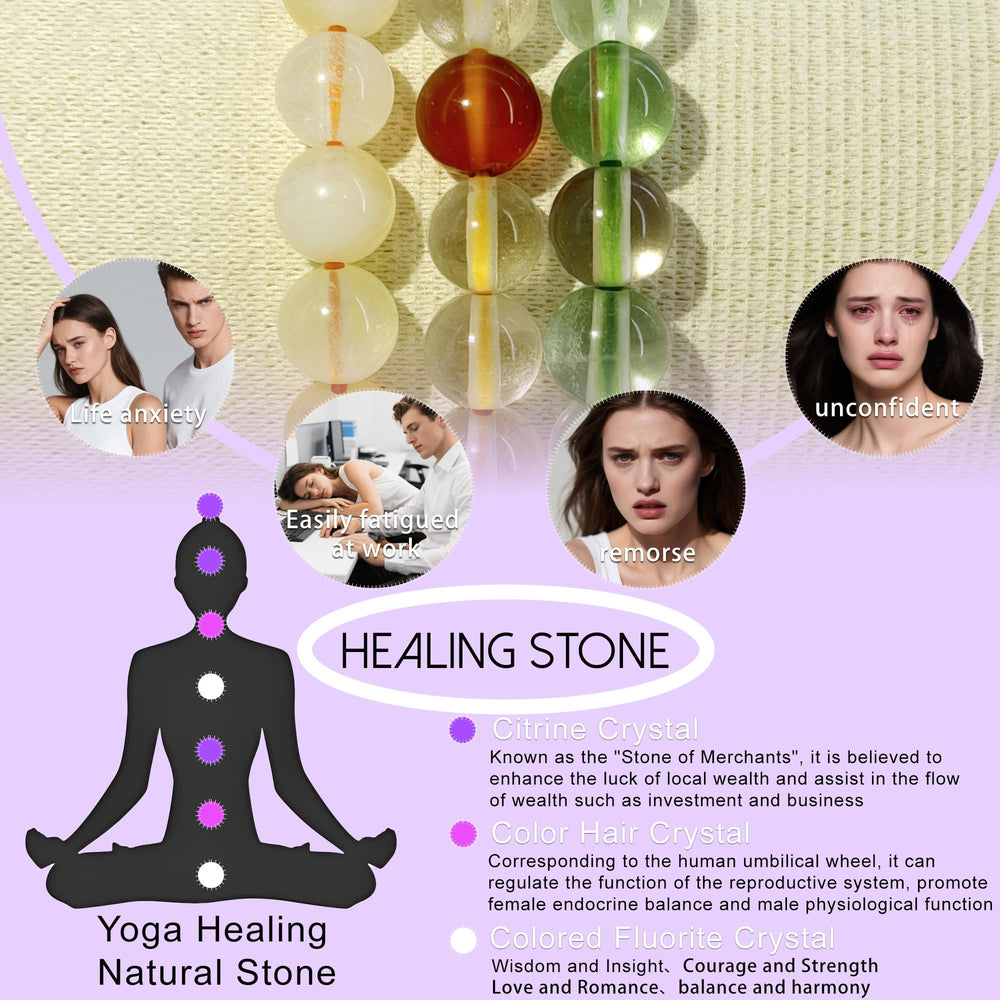Clilopoal natural gemstone arrangement highlights agate, amethyst, tiger eye for balanced vibes.