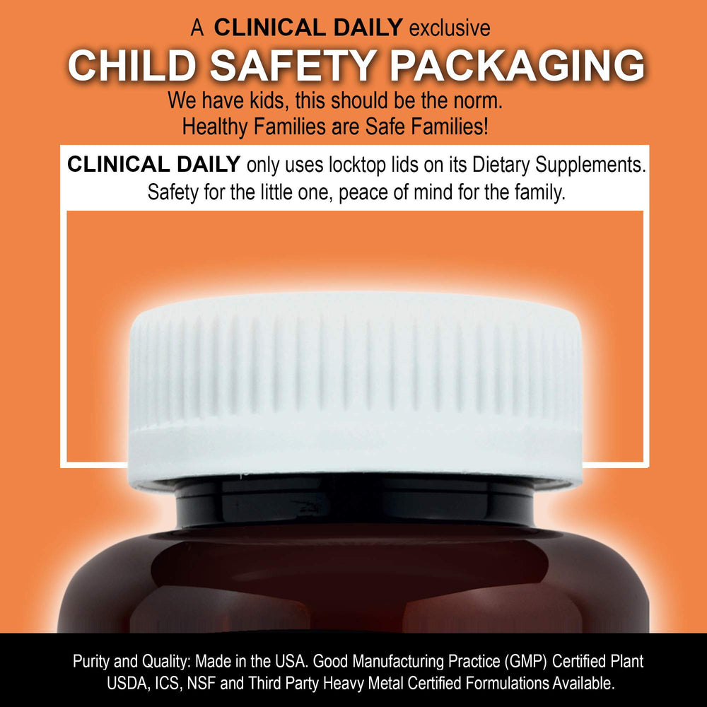 Clinical Daily Cholesterol Care Supplement GMP facility badge signals quality.