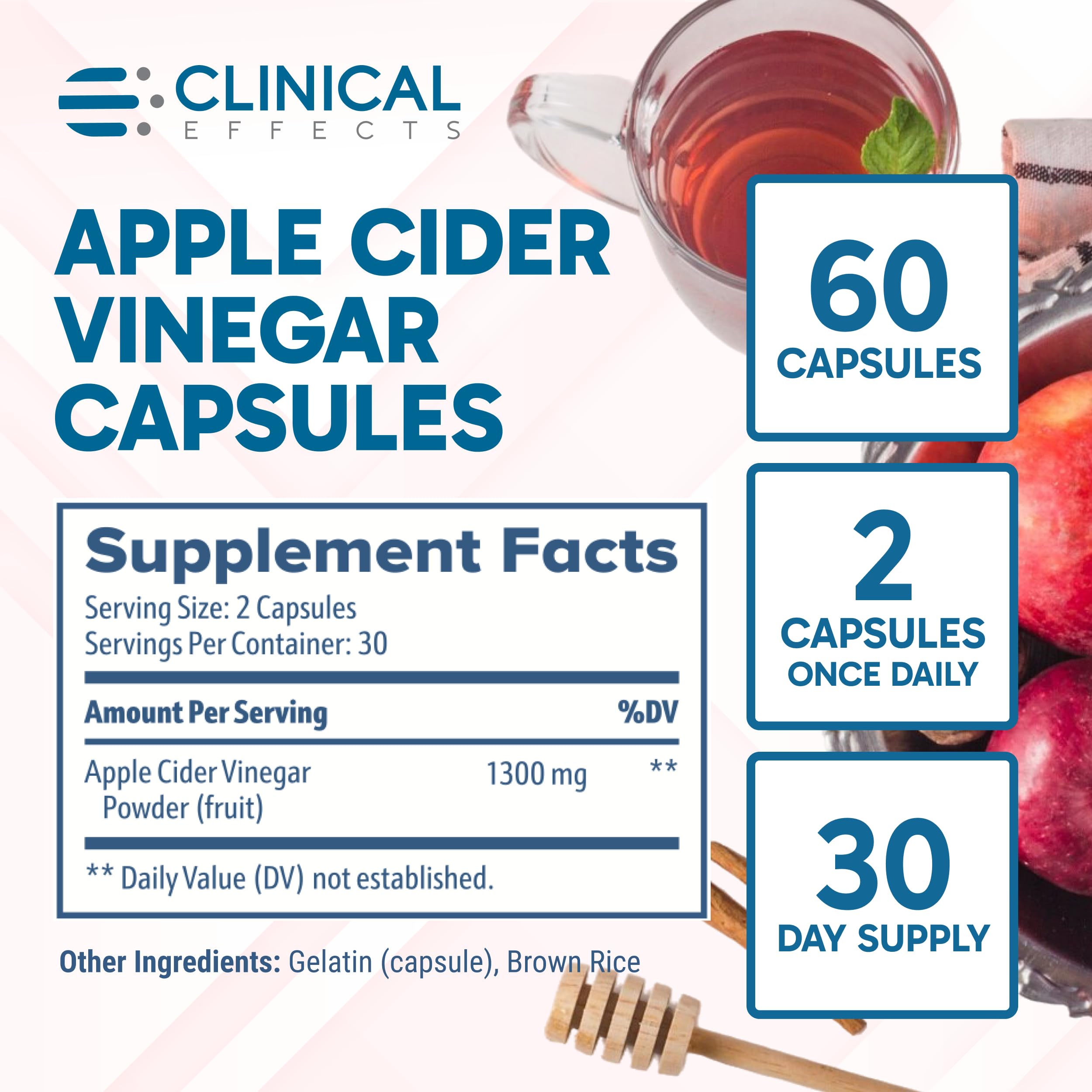Clinical Effects Apple Cider Vinegar Capsules pour for energy support throughout the day