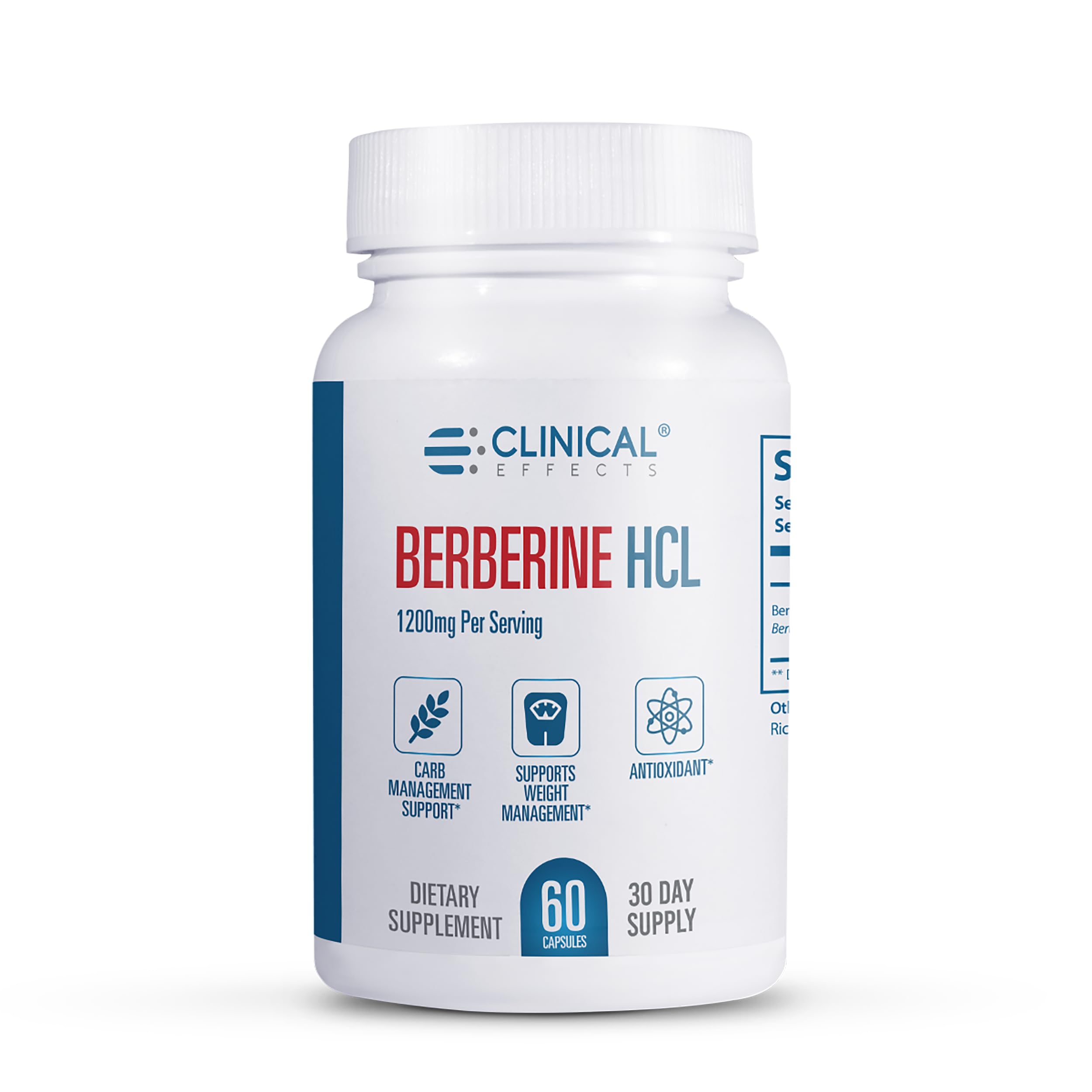 Clinical Effects Berberine HCL bottle front for liver and metabolism support