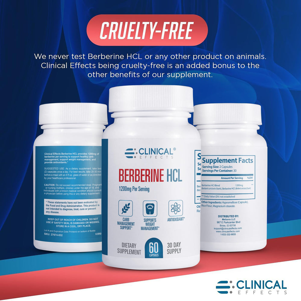 Clinical Effects Berberine HCL produced in USA in a cGMP facility