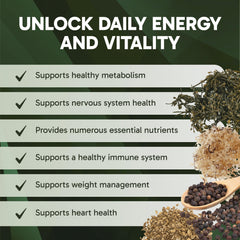 Clinical Effects burdock root powder alongside supplements on white background.