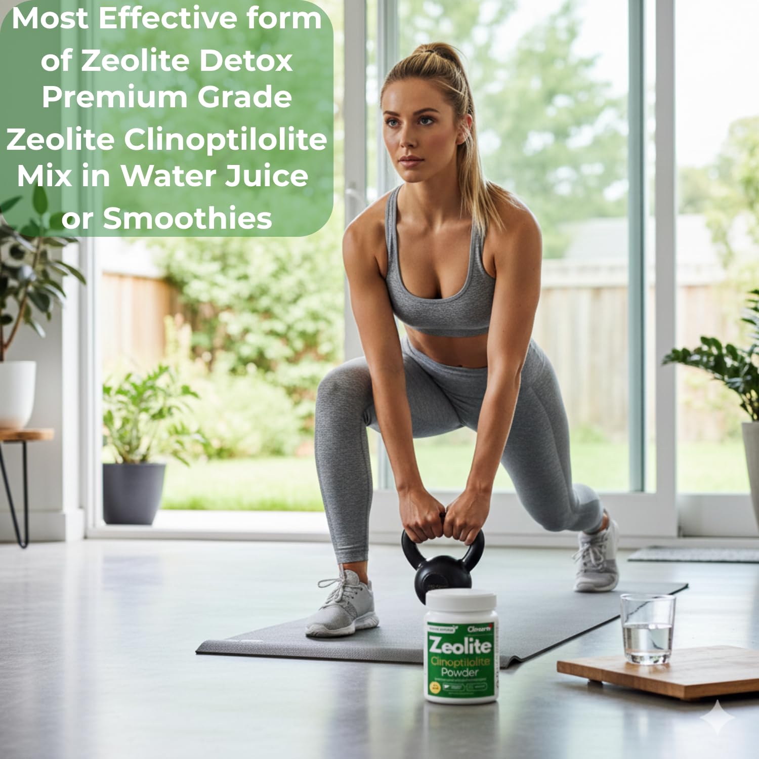 Clinora Zeolite Detox Powder in non-acidic drink for gentle detox support