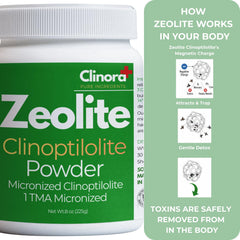 Pouring Clinora Zeolite Detox powder into water for easy integration