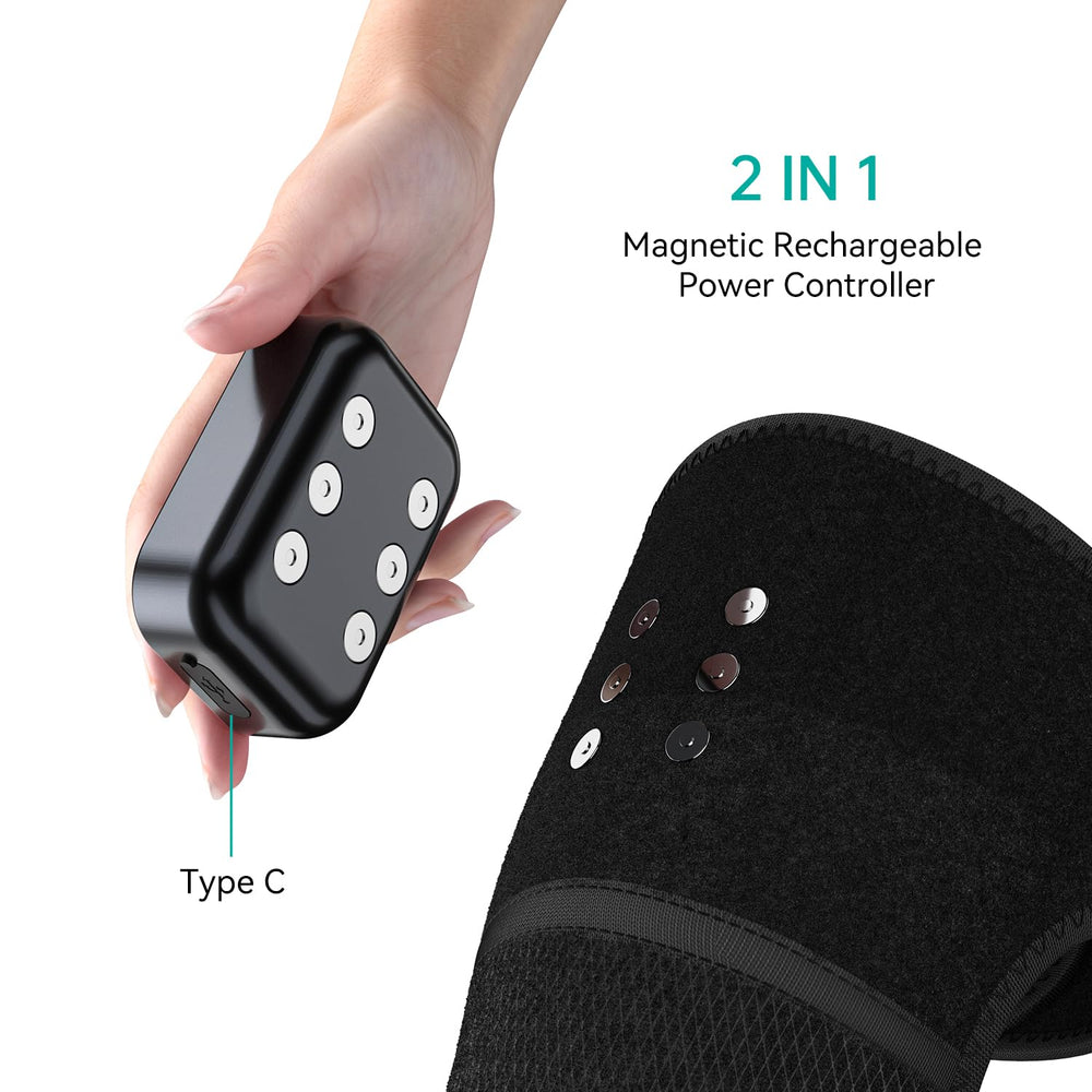 CLMTAS knee massager timer display shows 10 to 30 minutes for session control