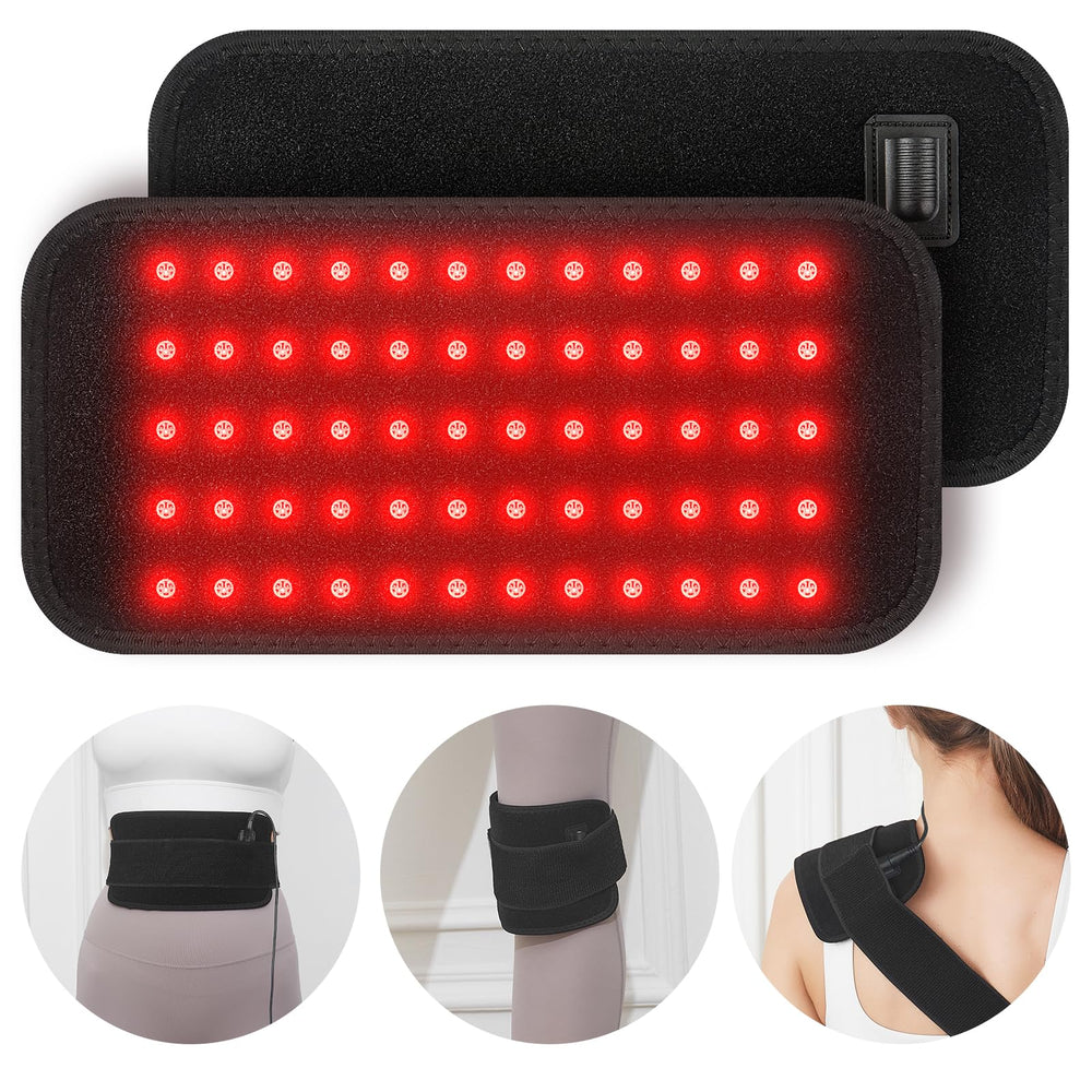 CLMTAS red light therapy pad wrapped around the neck and shoulders for targeted relaxation.