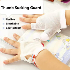 Cloverhome Thumb Sucking Guard wrist strap close-up shows secure, adjustable fit.