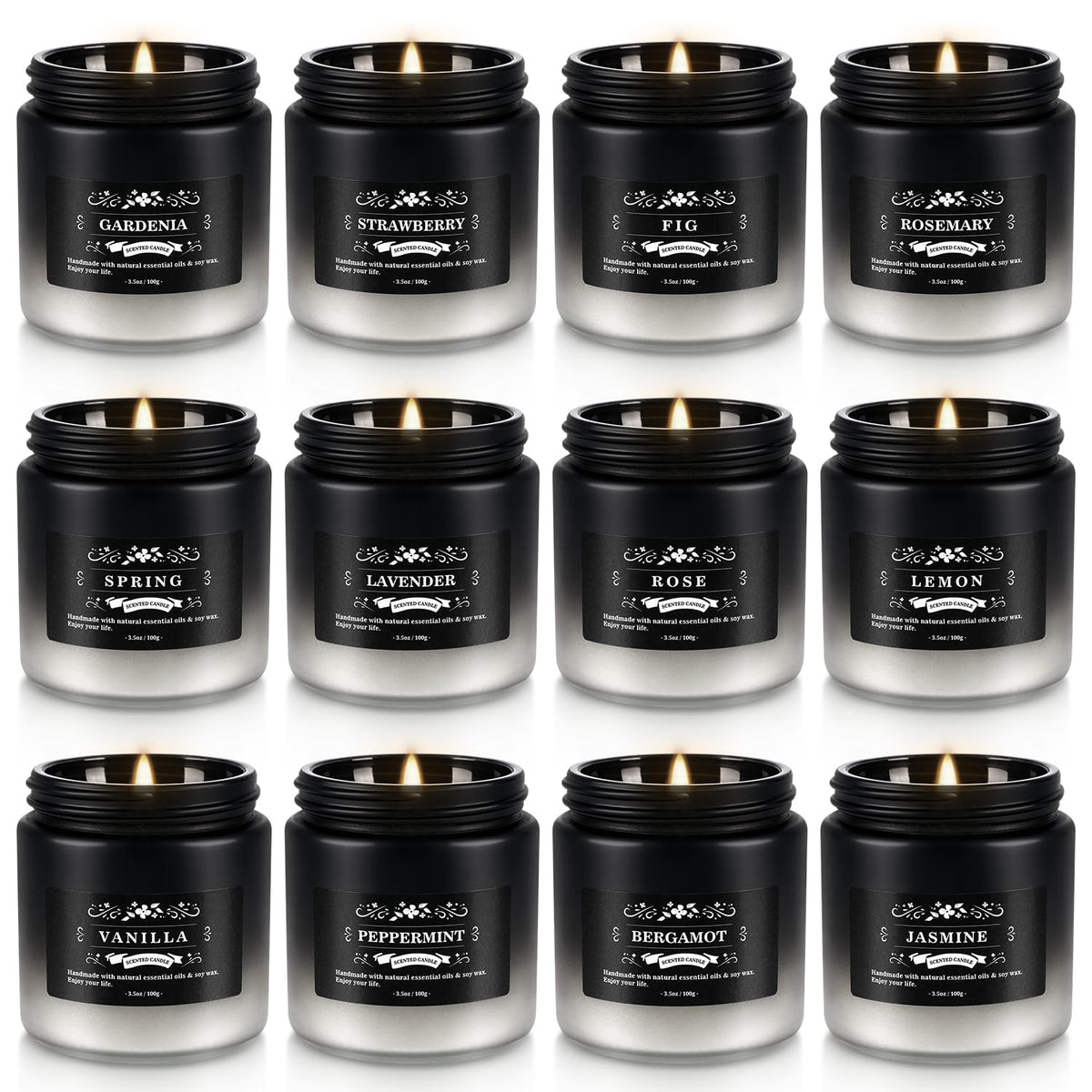 CLTNIKET 12-pack display of scented candles for gifting and home ambiance.