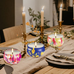 CLTNIKET 16-pack candle with varied flower motifs enhances any shelf or mantel