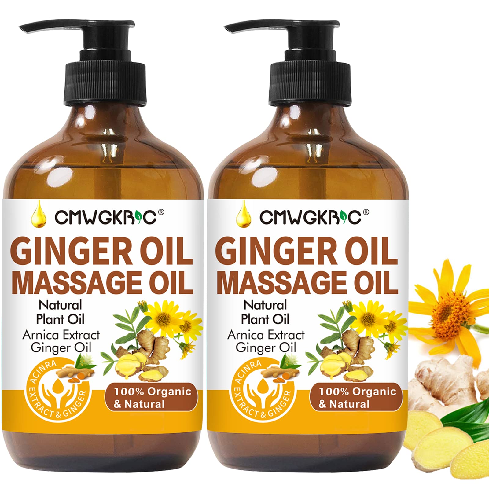 CMWGKBC ginger oil bottle for massage with arnica delivers soothing skin nourishment
