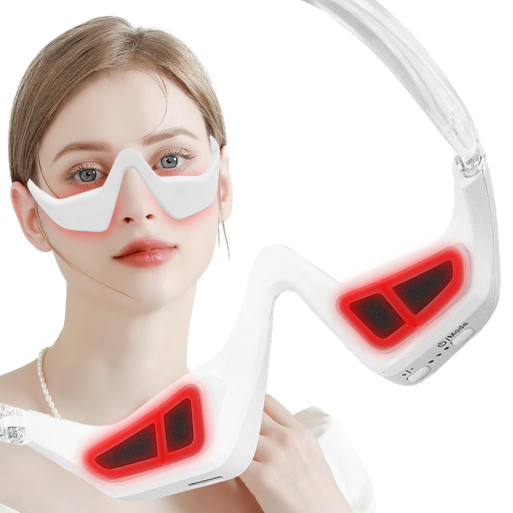 CNBHEABY under-eye red light therapy glasses promote refreshed eyes and reduced puffiness.