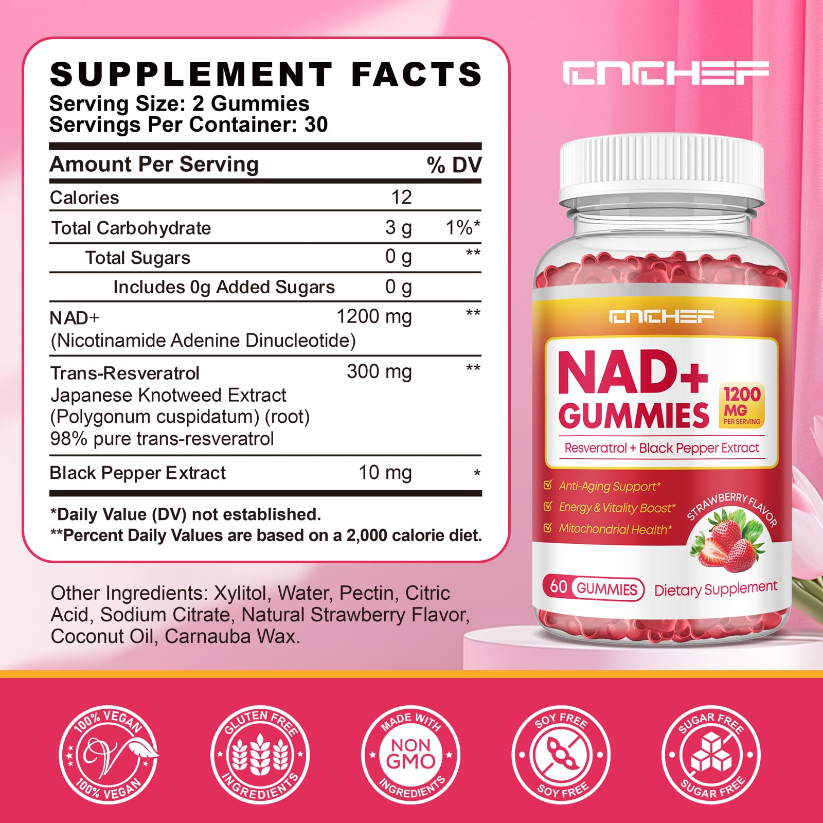 CNCHEF NAD+ Gummies closeup of gummies texture and color