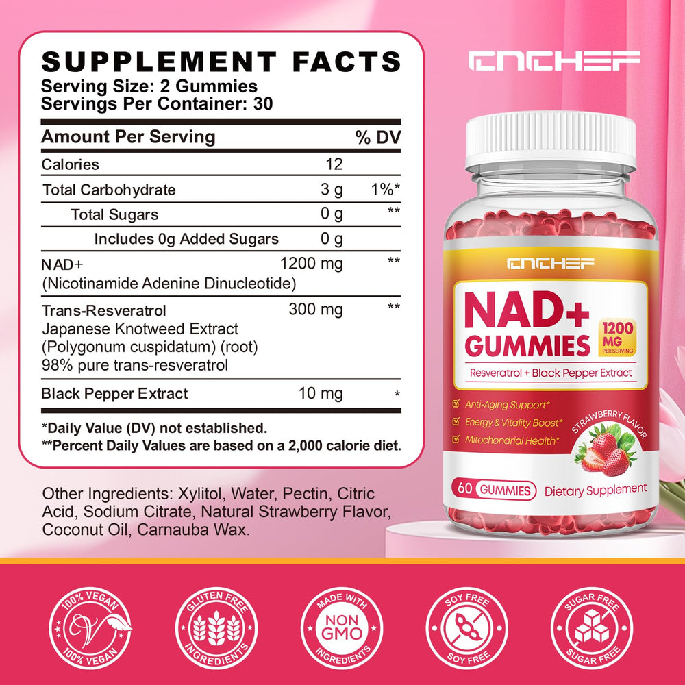 CNCHEF NAD+ Gummies closeup of gummies texture and color