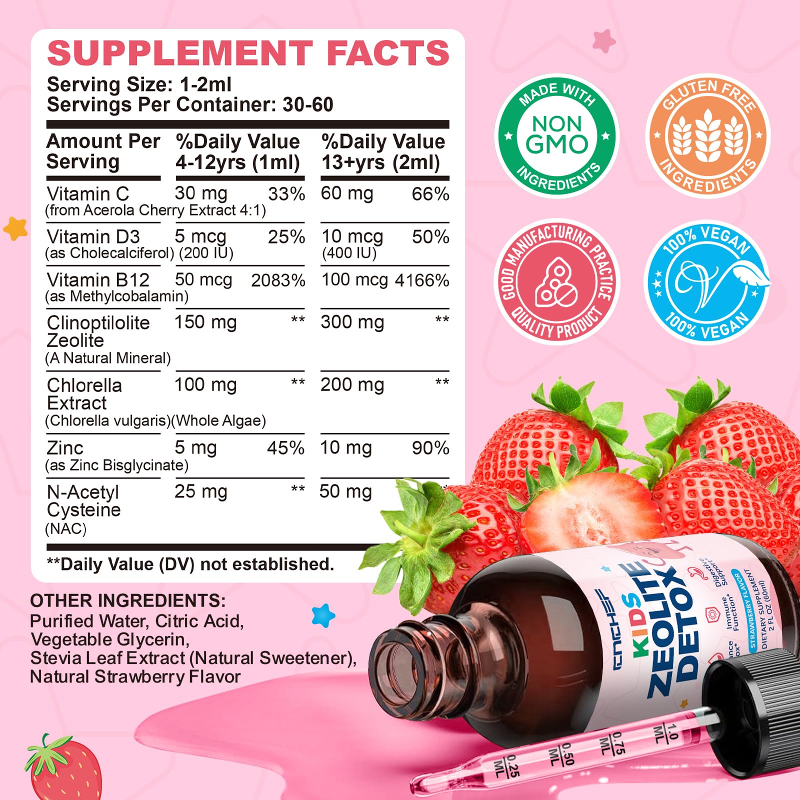CNCHEF Zeolite Detox Drops with chlorella extract adds natural nourishment visuals.