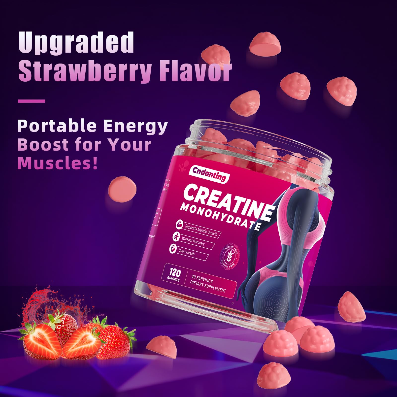 CNDANTING Creatine Gummies no-sugar label on packaging