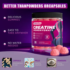 CNDANTING Creatine Gummies vegan strawberry flavor close-up of ingredients