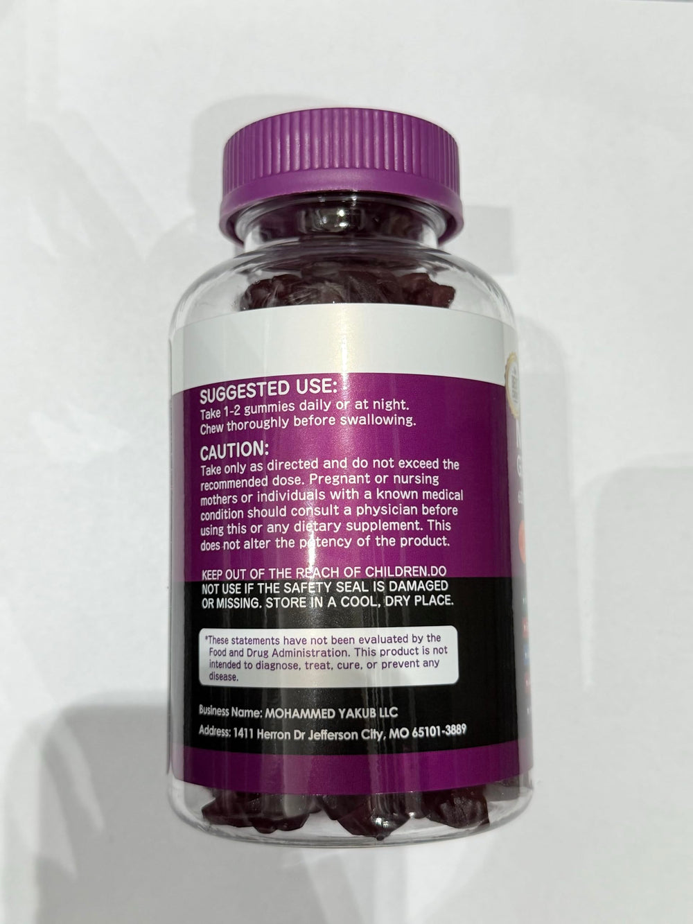 Label notes CoQ10, calcium, vitamin D, and B6 for nutritional support.