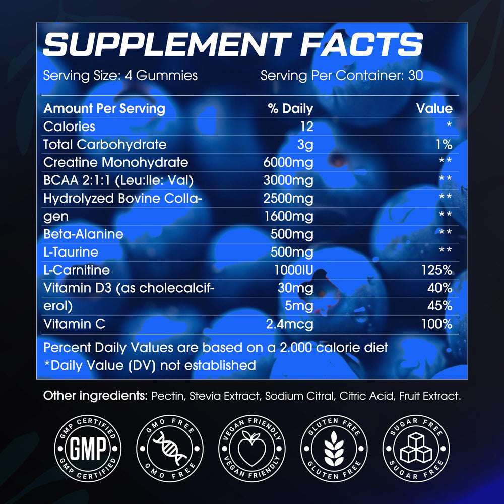 CNFHDI blueberry-flavored gummies close-up showing vegan nutrition.