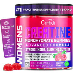 CNFHDI creatine gummies in raspberry jar highlight convenient daily energy support.