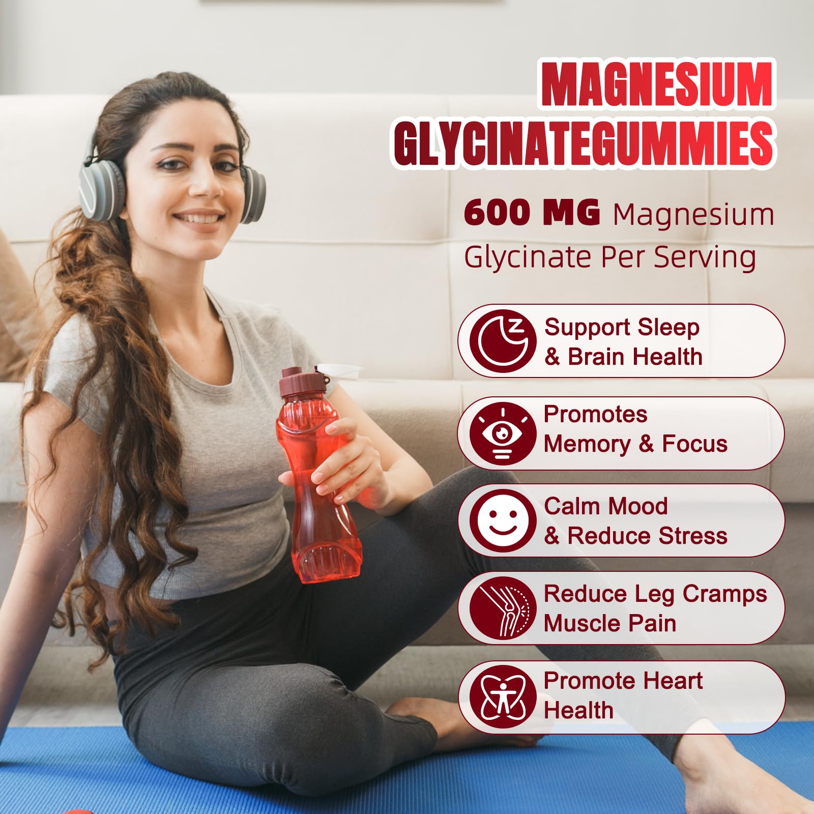 CNFHDI magnesium glycinate gummies adults dosing scene for convenient nightly routine.