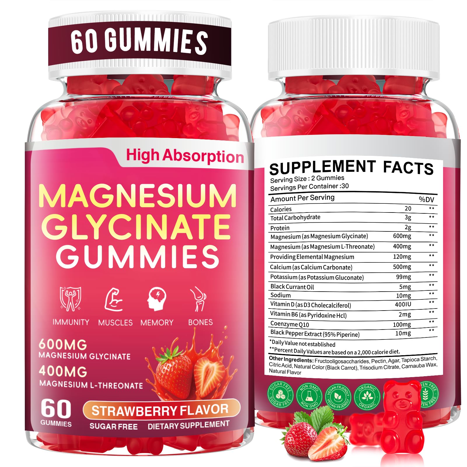 CNFHDI magnesium glycinate gummies bottle front promoting relaxation and sleep support.