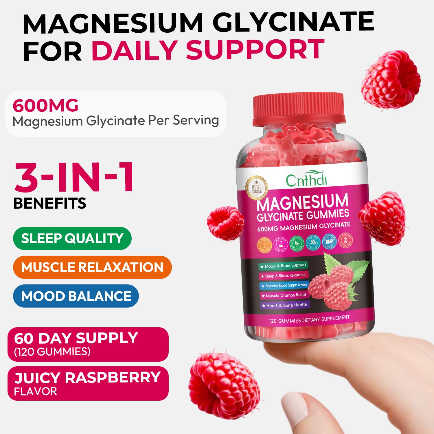CNFHDI Magnesium Glycinate Gummies family pack bottle.