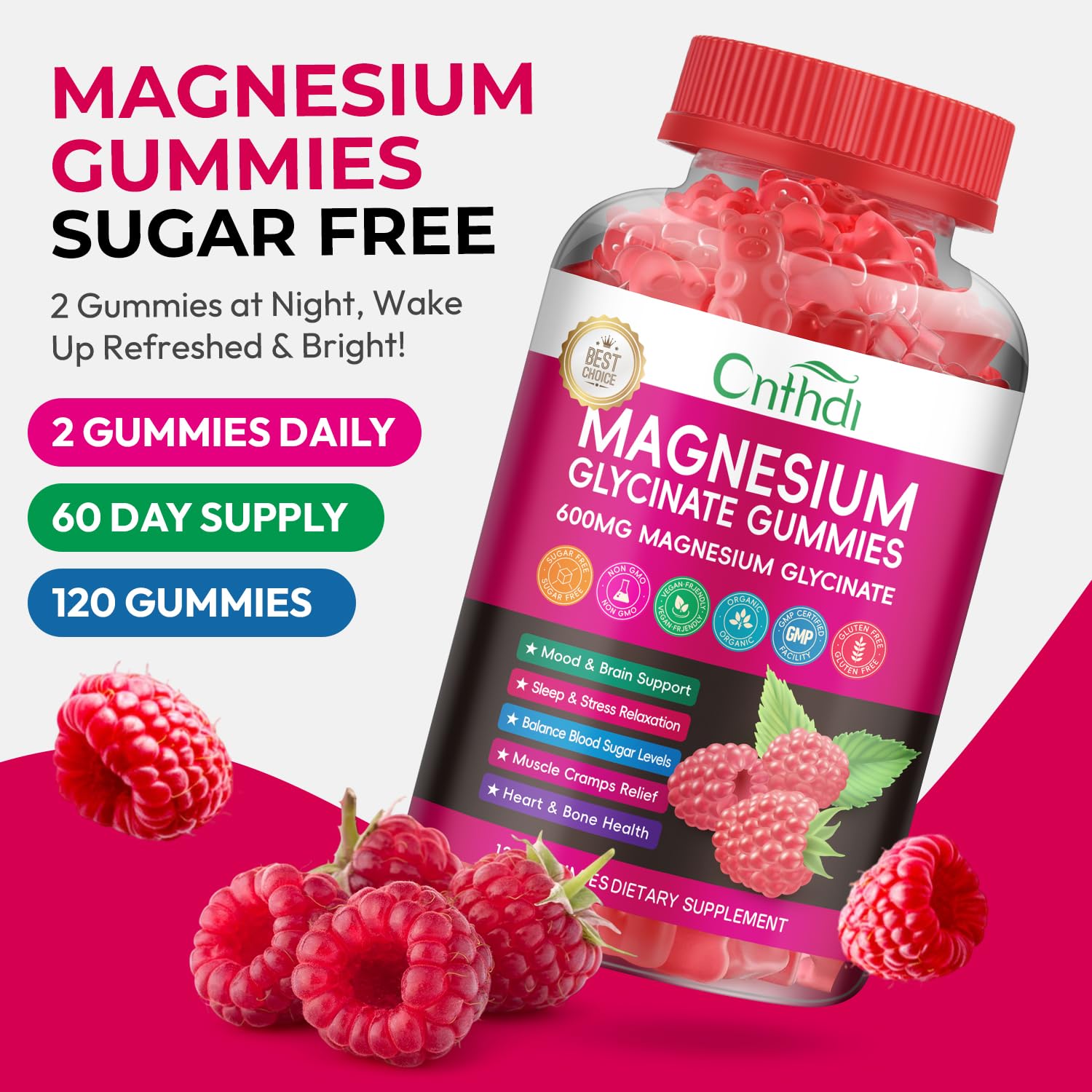 CNFHDI magnesium gummies ingredients image showing CoQ10 and Vitamin D.