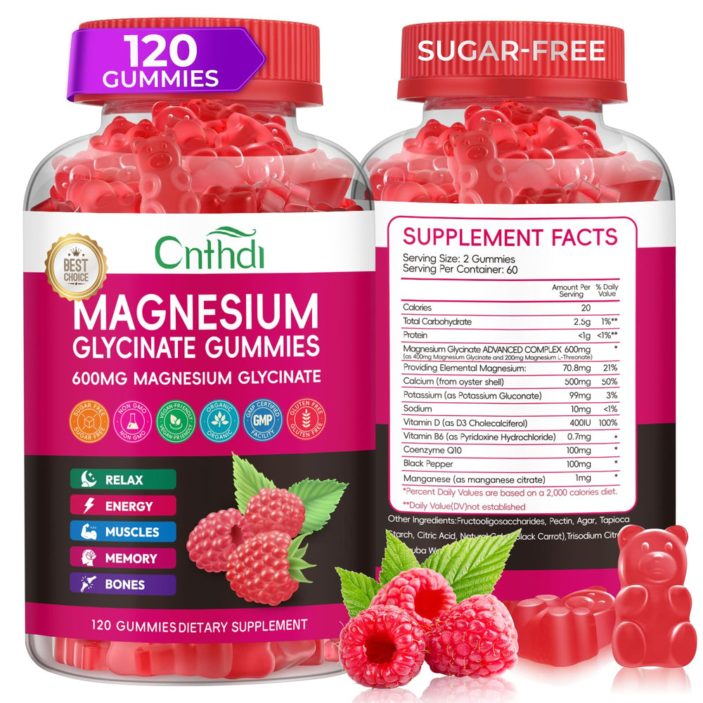 CNFHDI Magnesium Gummies bottle front showing sugar-free relaxation option