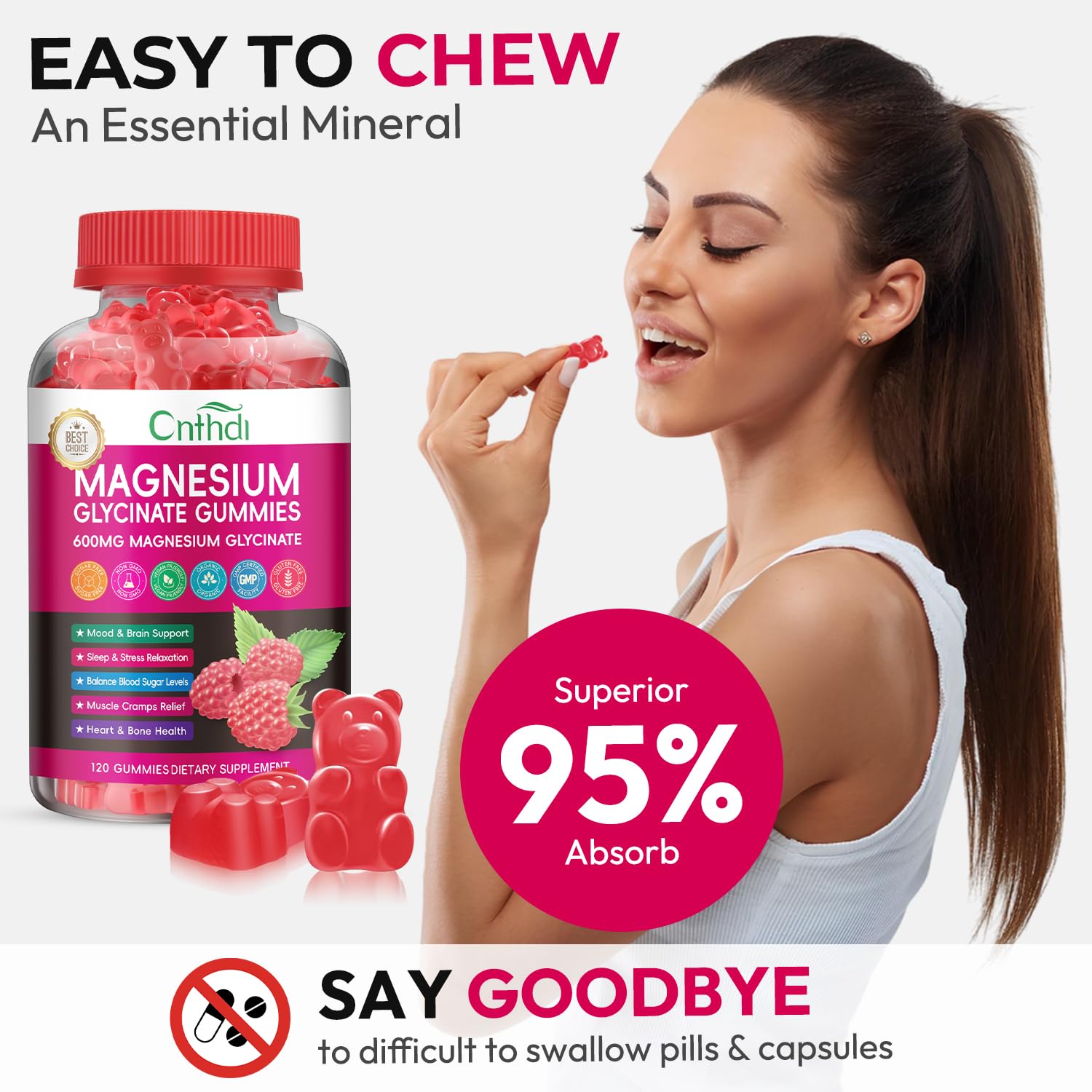 CNFHDI Magnesium Gummies dosage guide indicates two gummies daily