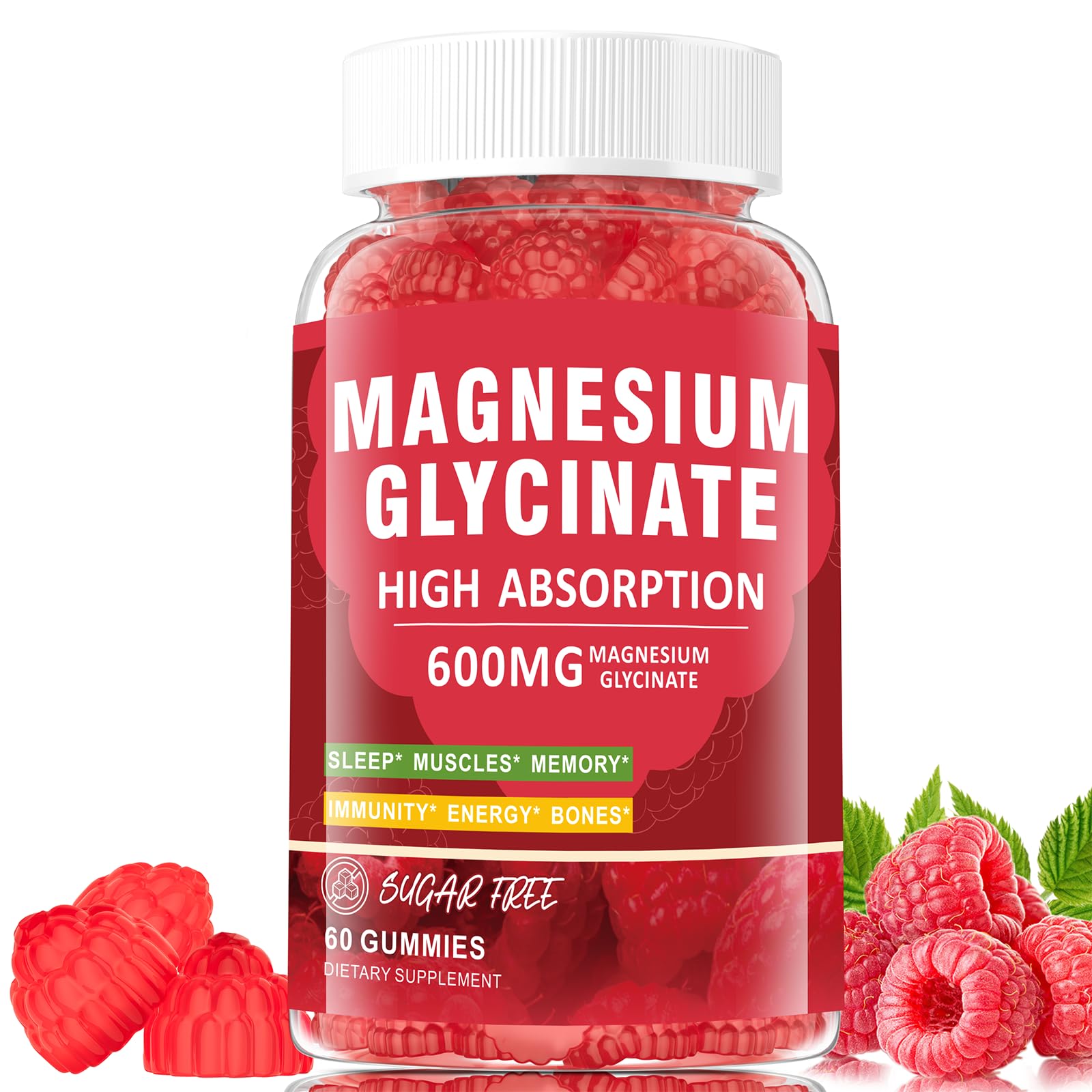 CNFHDI Magnesium Glycinate Gummies front view for easy daily relaxation.