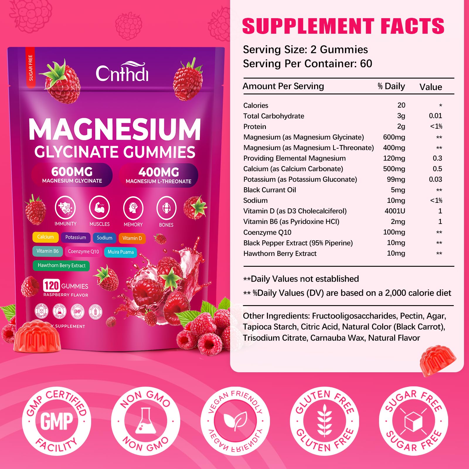 CNFHDI Magnesium Glycinate Gummies close-up showing chewy texture and flavor