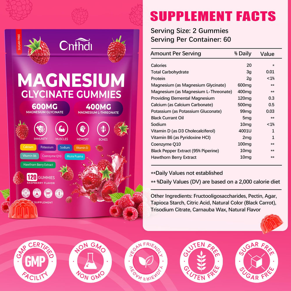 CNFHDI Magnesium Glycinate Gummies close-up showing chewy texture and flavor