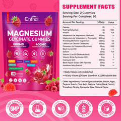 CNFHDI Magnesium Glycinate Gummies close-up showing chewy texture and flavor