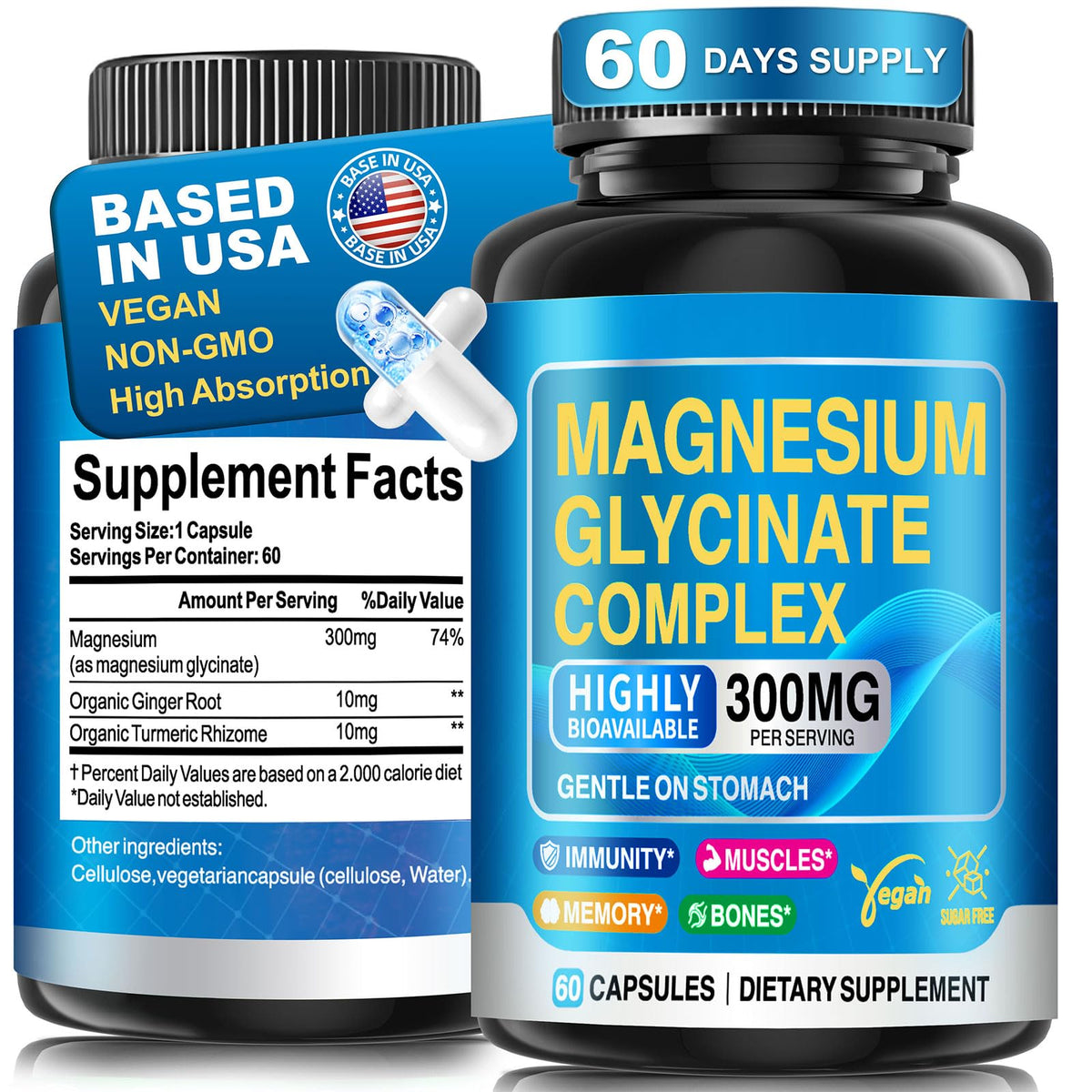 CNFHDI magnesium glycinate bottle front highlighting high-absorption formula